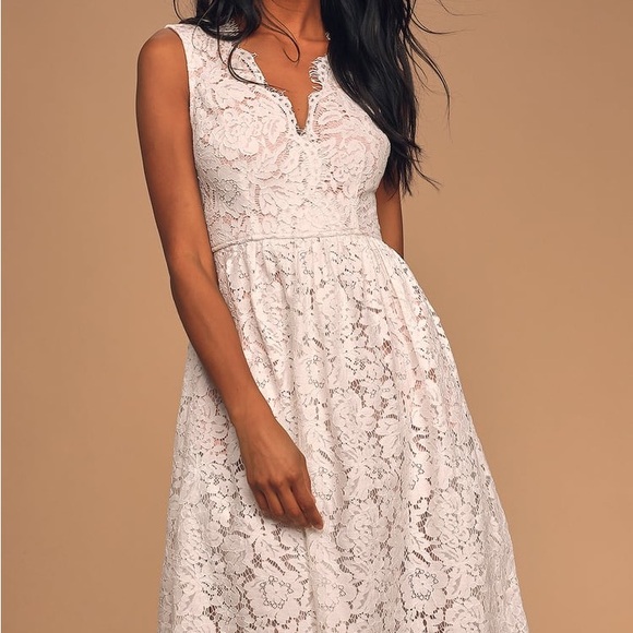 Lulus White Dress. Worn only once for Rehearsal Dinner. Perfect condition. - Picture 3 of 5